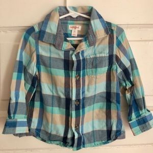 Cat & Jack Long Sleeve Button Down Shirt - 2T